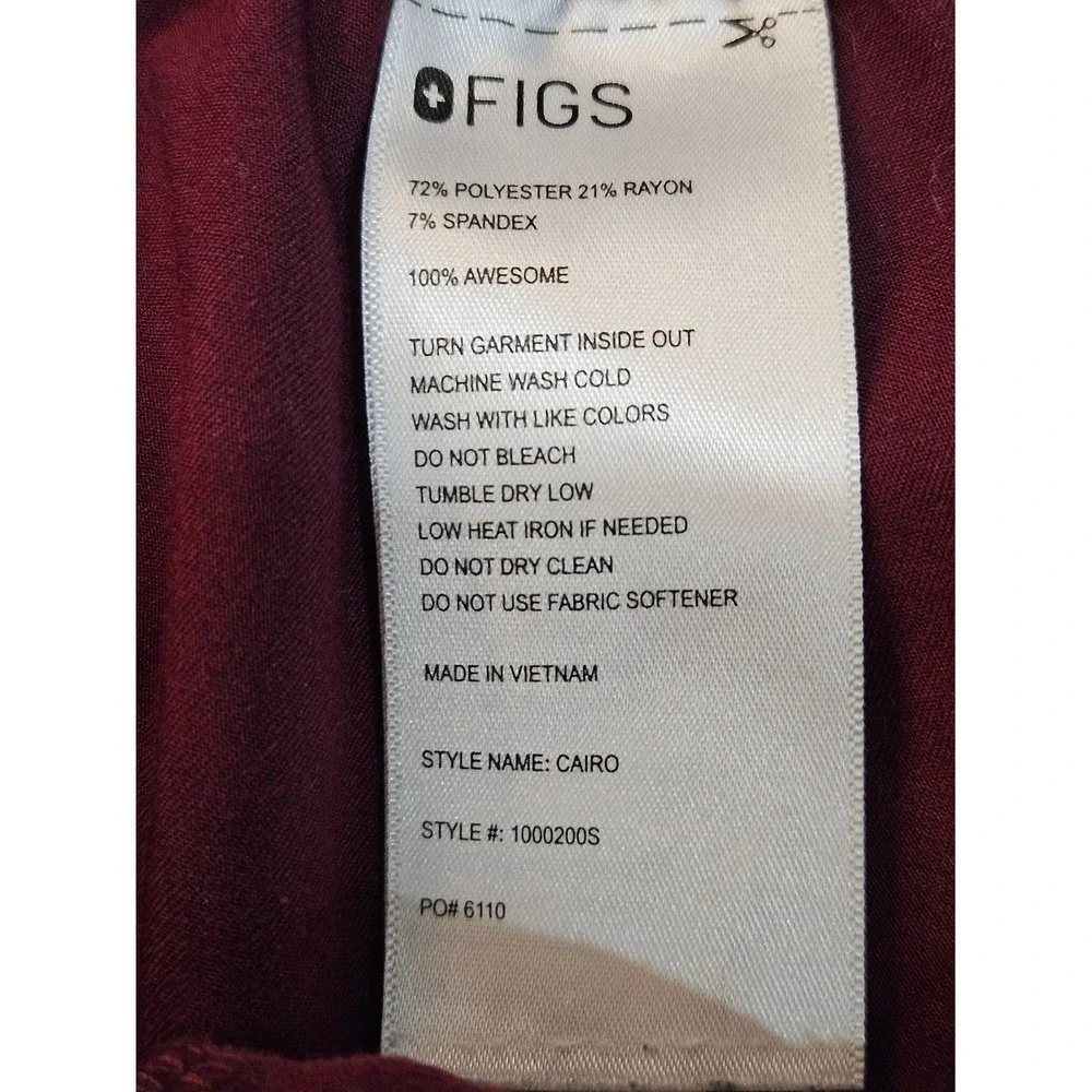 Figs Men's Cairo Burgundy Straight Cargo Scrub Pants Size Xlarge Short